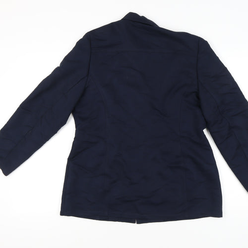 C&A Womens Blue Size 14 Suit Jacket Three Button Lined Workwear