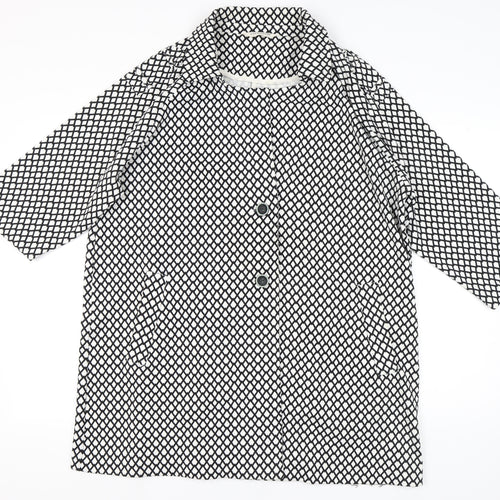 Virtuelle Womens Black White Geometric Plus Size 20 Coat