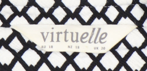 Virtuelle Womens Black White Geometric Plus Size 20 Coat