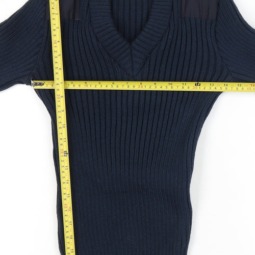 Yorkcraft Men’s Blue V-Neck Military Pullover Jumper XS