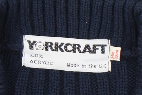 Yorkcraft Men’s Blue V-Neck Military Pullover Jumper XS