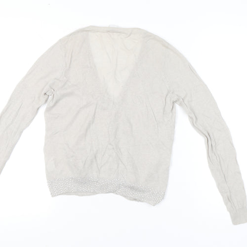 The White Company Womens Beige Sequin Cardigan XS Linen Cotton