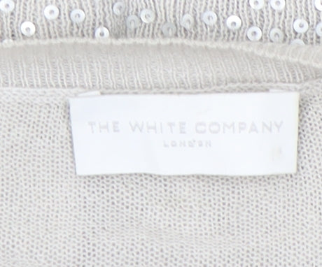 The White Company Womens Beige Sequin Cardigan XS Linen Cotton