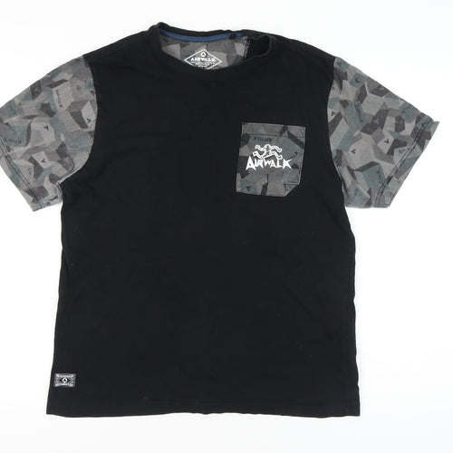 Airwalk Men's Black Camouflage Sleeve Pocket T-Shirt Size L