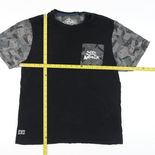 Airwalk Men's Black Camouflage Sleeve Pocket T-Shirt Size L
