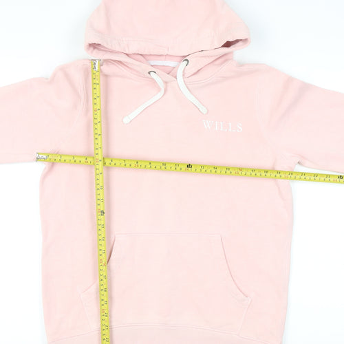 Jack Wills Women's Pink Cotton Hoodie UK 12 Pullover Casual Sweatshirt