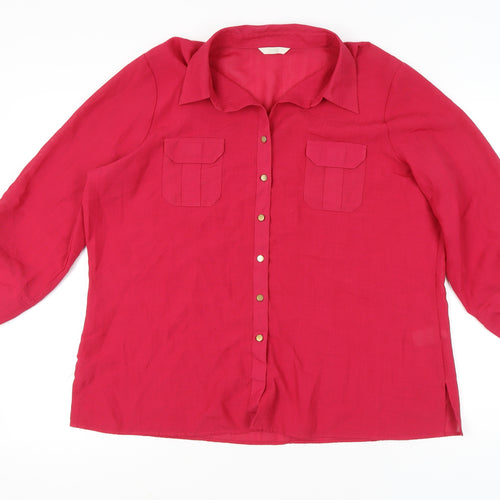 Marks and Spencer Women’s Pink Button-Up Shirt UK 22 3/4 Sleeves