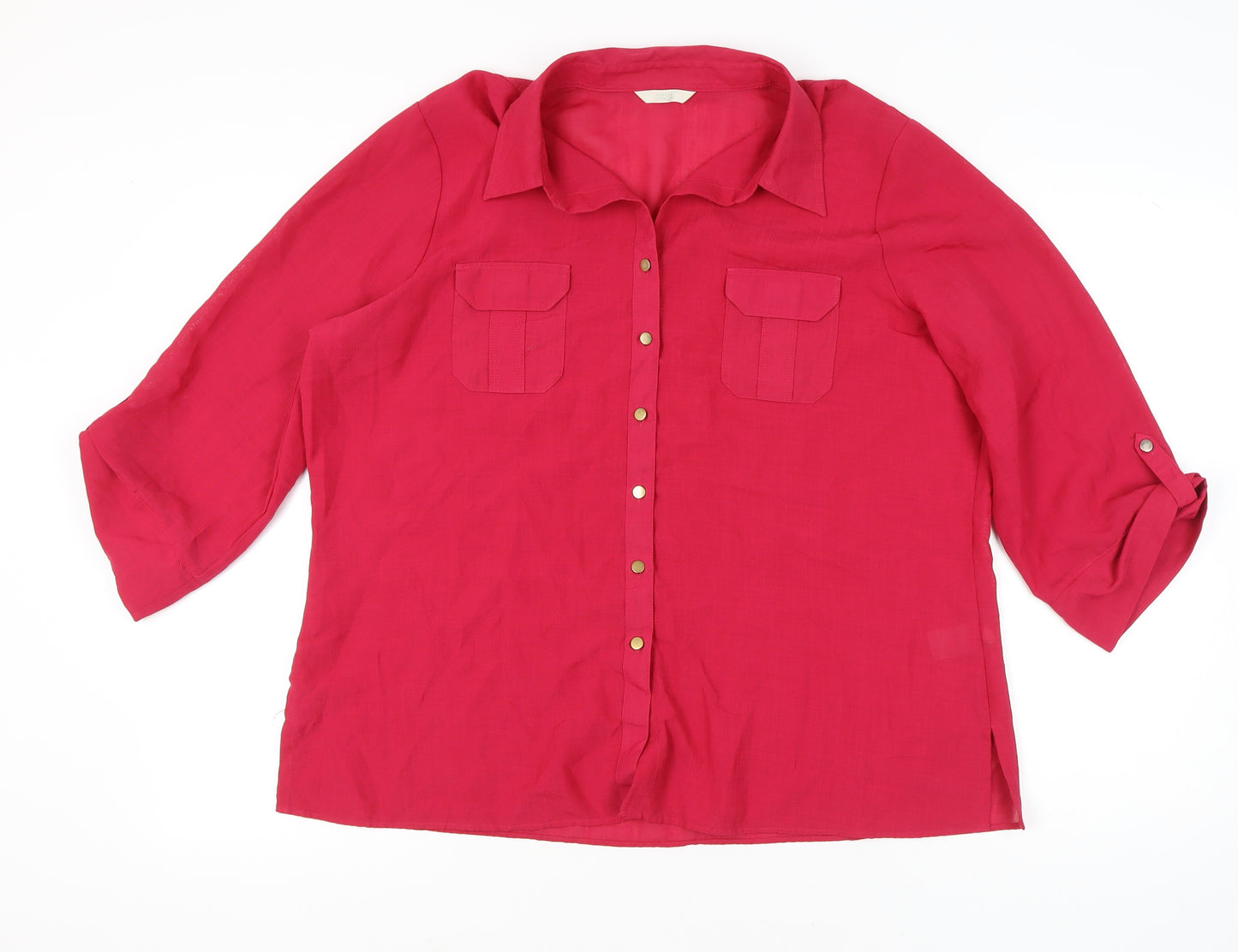 Marks and Spencer Women’s Pink Button-Up Shirt UK 22 3/4 Sleeves