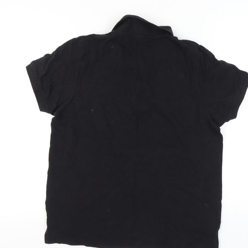 Starter Men's Black Polo Shirt Size L Logo Short Sleeve Cotton Casual