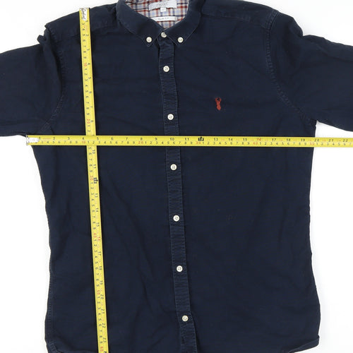 Next Mens Blue Slim Fit Button-Down Shirt Size M 39"-41" Long Sleeve