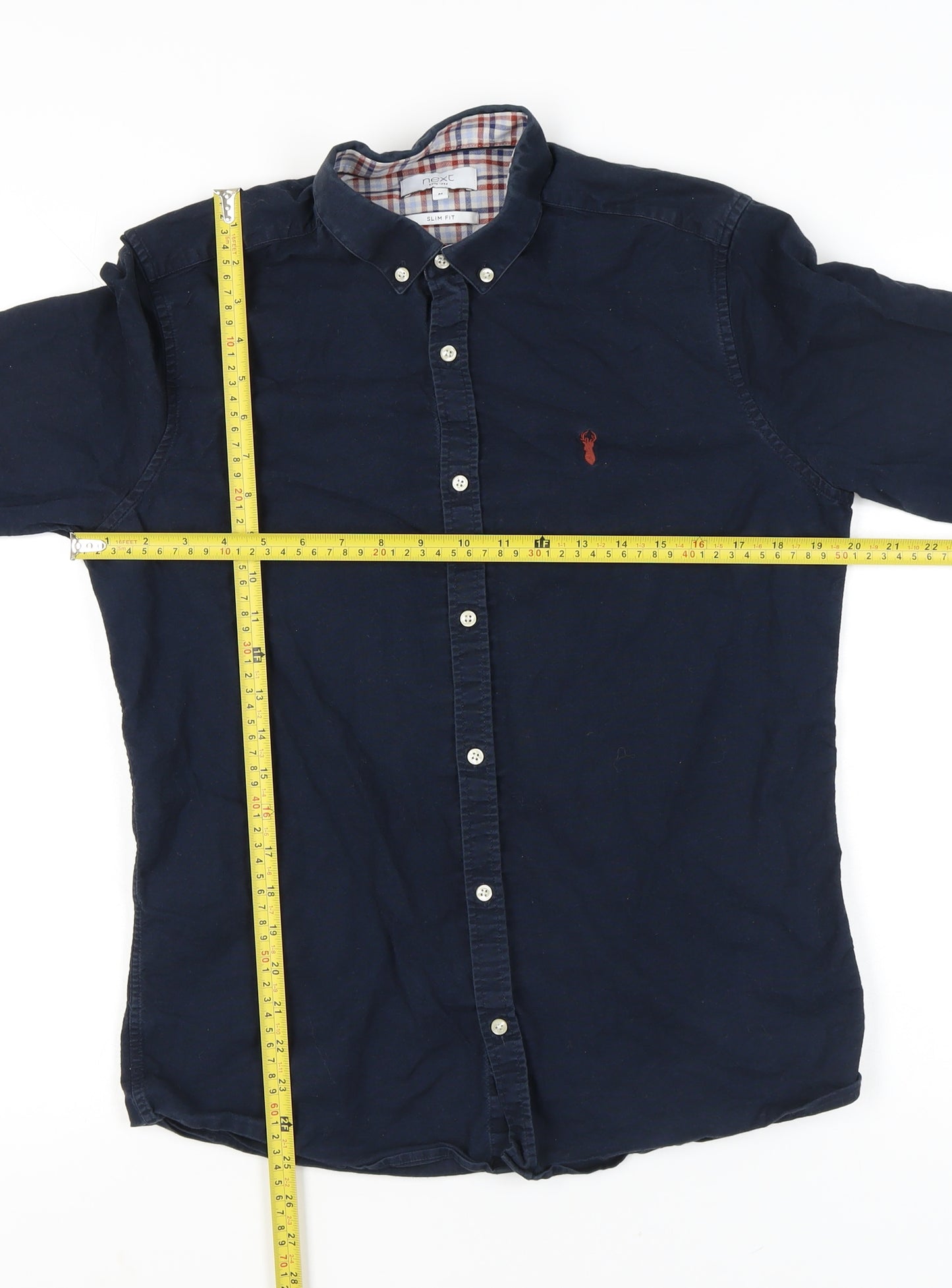 Next Mens Blue Slim Fit Button-Down Shirt Size M 39"-41" Long Sleeve