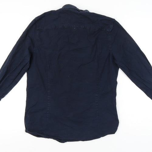 Next Mens Blue Slim Fit Button-Down Shirt Size M 39"-41" Long Sleeve
