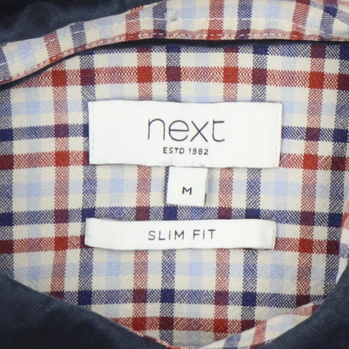 Next Mens Blue Slim Fit Button-Down Shirt Size M 39"-41" Long Sleeve