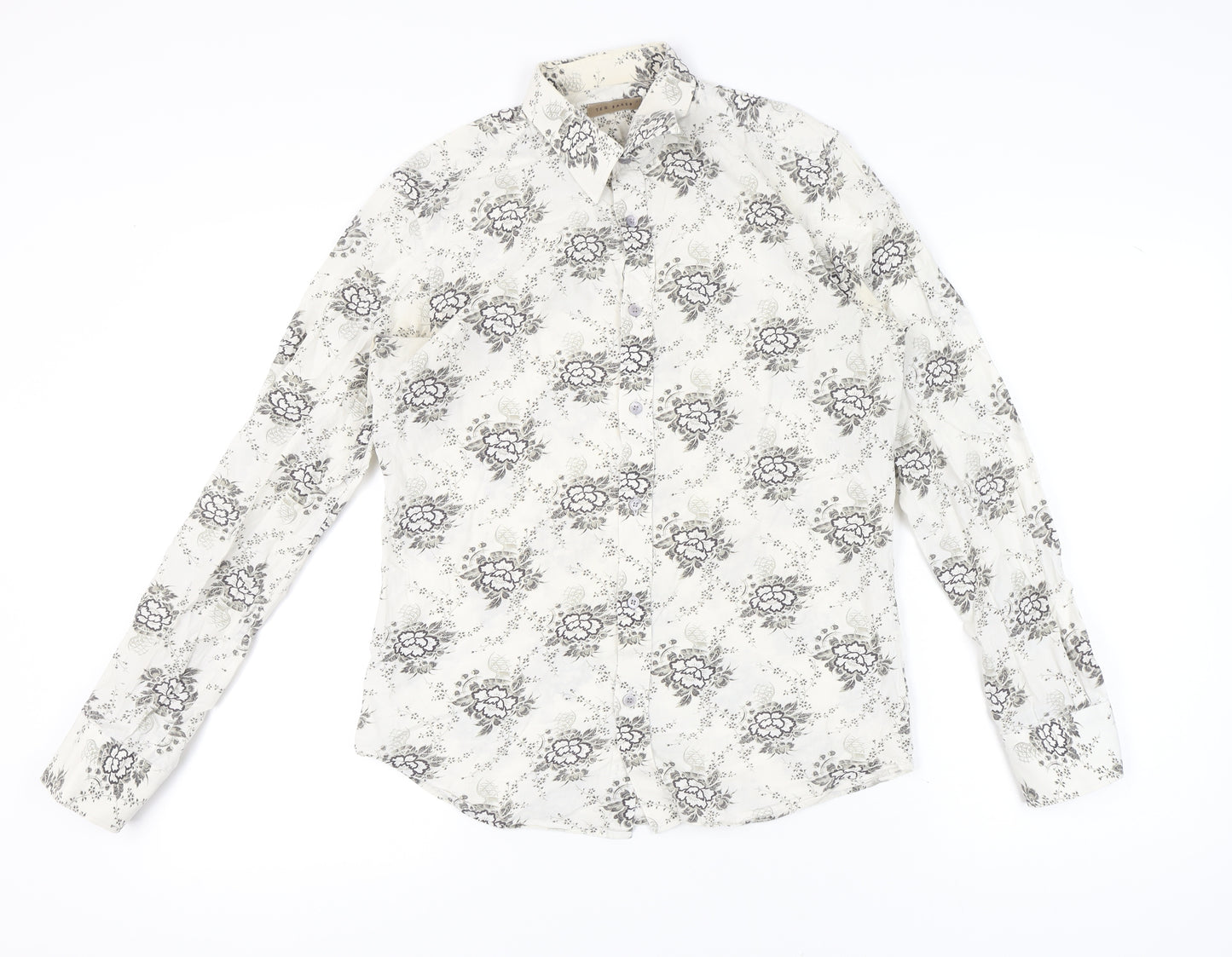 Ted Baker Men’s White Floral Shirt Size M Long Sleeve Button-Up