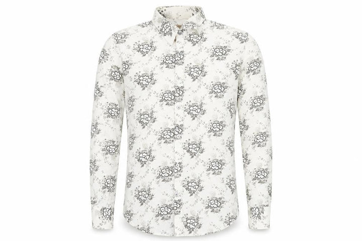 Ted Baker Men’s White Floral Shirt Size M Long Sleeve Button-Up