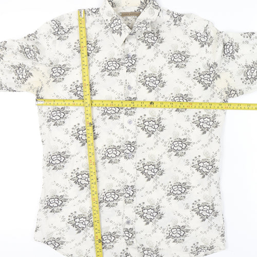 Ted Baker Men’s White Floral Shirt Size M Long Sleeve Button-Up
