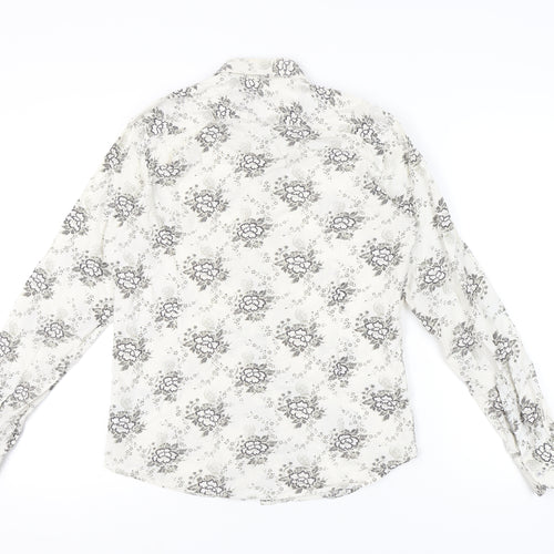 Ted Baker Men’s White Floral Shirt Size M Long Sleeve Button-Up
