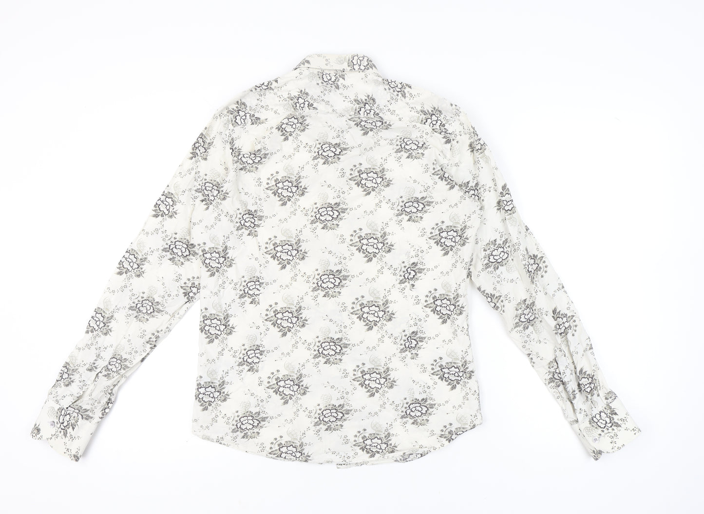 Ted Baker Men’s White Floral Shirt Size M Long Sleeve Button-Up