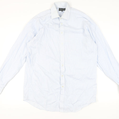 Austin Reed Men’s Blue Check Cotton Button-Up Shirt 16.5 42in
