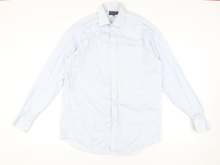 Austin Reed Men’s Blue Check Cotton Button-Up Shirt 16.5 42in