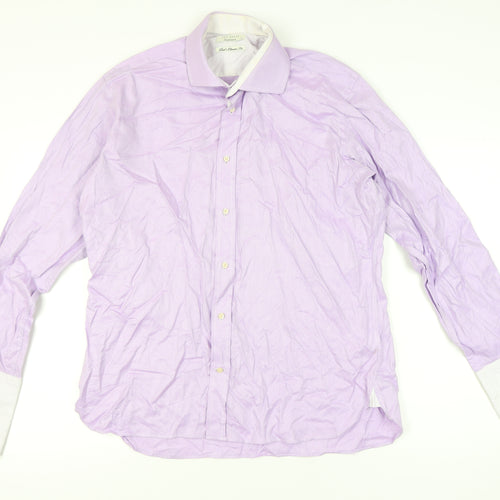 Ted Baker Men’s Purple Classic Fit Long Sleeve Cotton Dress Shirt 17 L