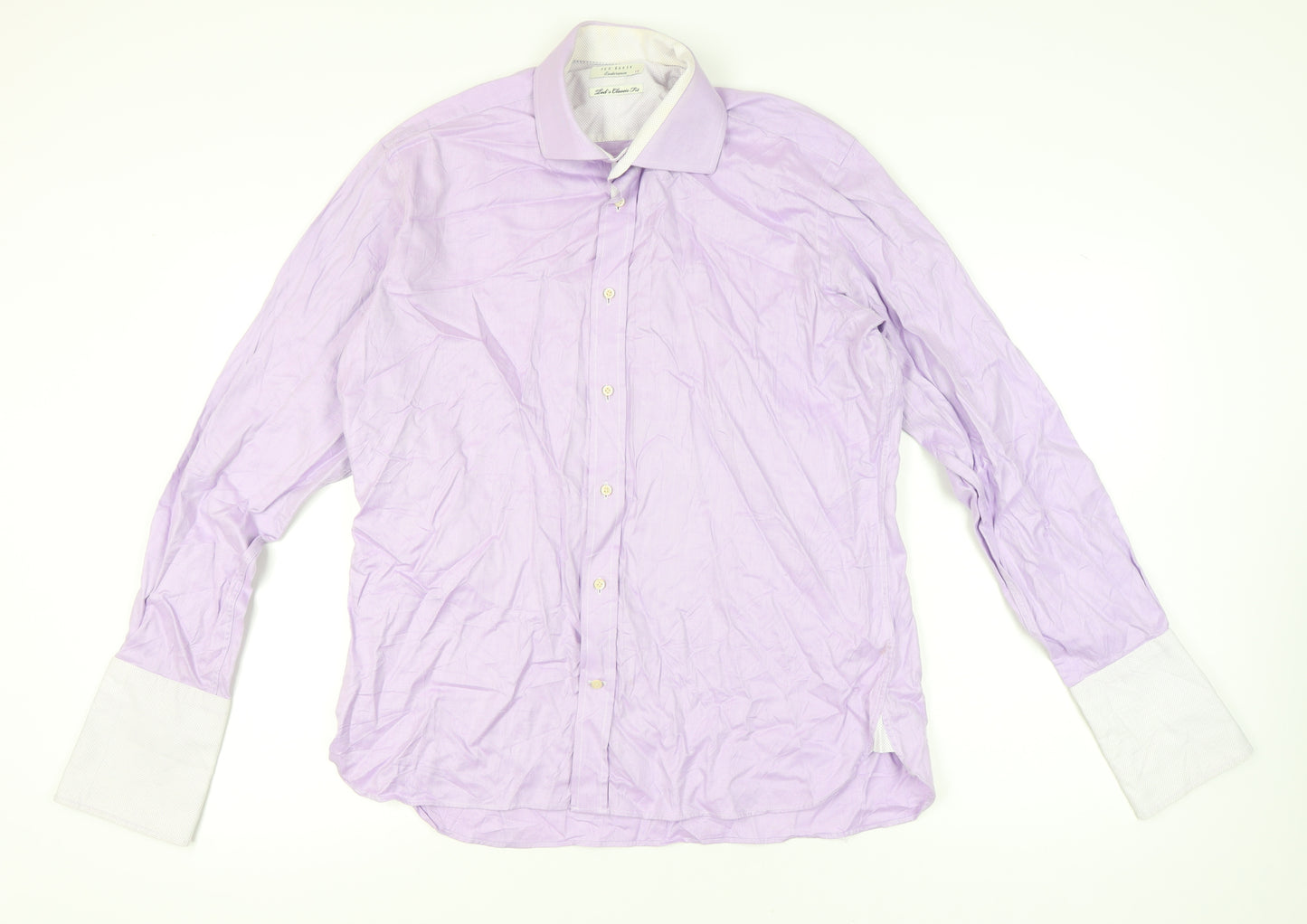 Ted Baker Men’s Purple Classic Fit Long Sleeve Cotton Dress Shirt 17 L