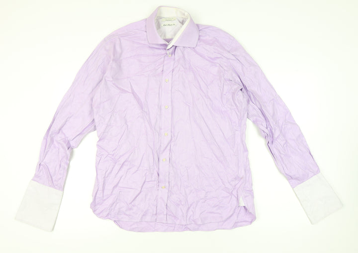 Ted Baker Men’s Purple Classic Fit Long Sleeve Cotton Dress Shirt 17 L