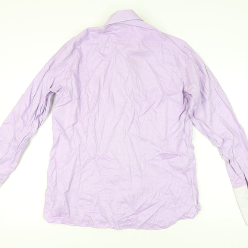 Ted Baker Men’s Purple Classic Fit Long Sleeve Cotton Dress Shirt 17 L