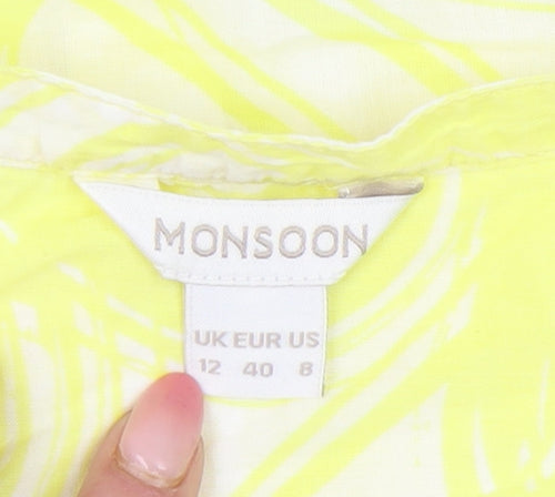 Monsoon Women’s Yellow Geometric Tunic Blouse UK 12 Cotton