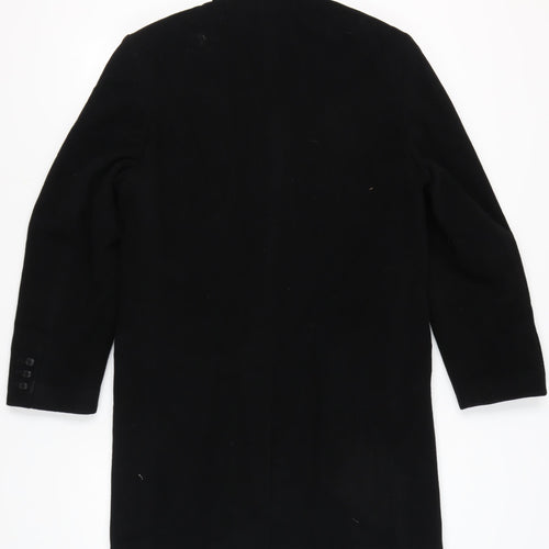 Next Men's Black Wool Blend Long Overcoat Size M Classic Formal