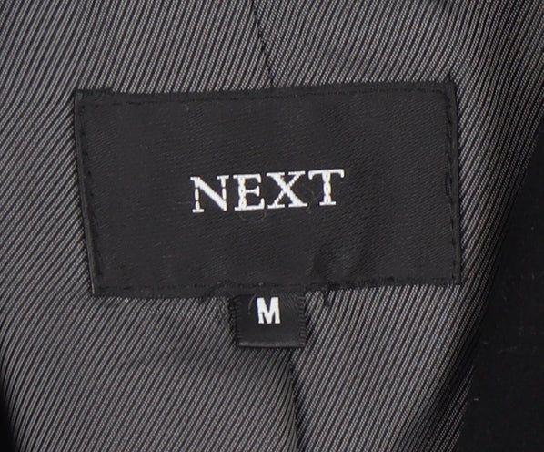 Next Men's Black Wool Blend Long Overcoat Size M Classic Formal
