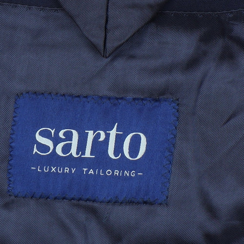 Sarto Mens Blue Wool Suit Jacket Medium Notch Lapel Two Button
