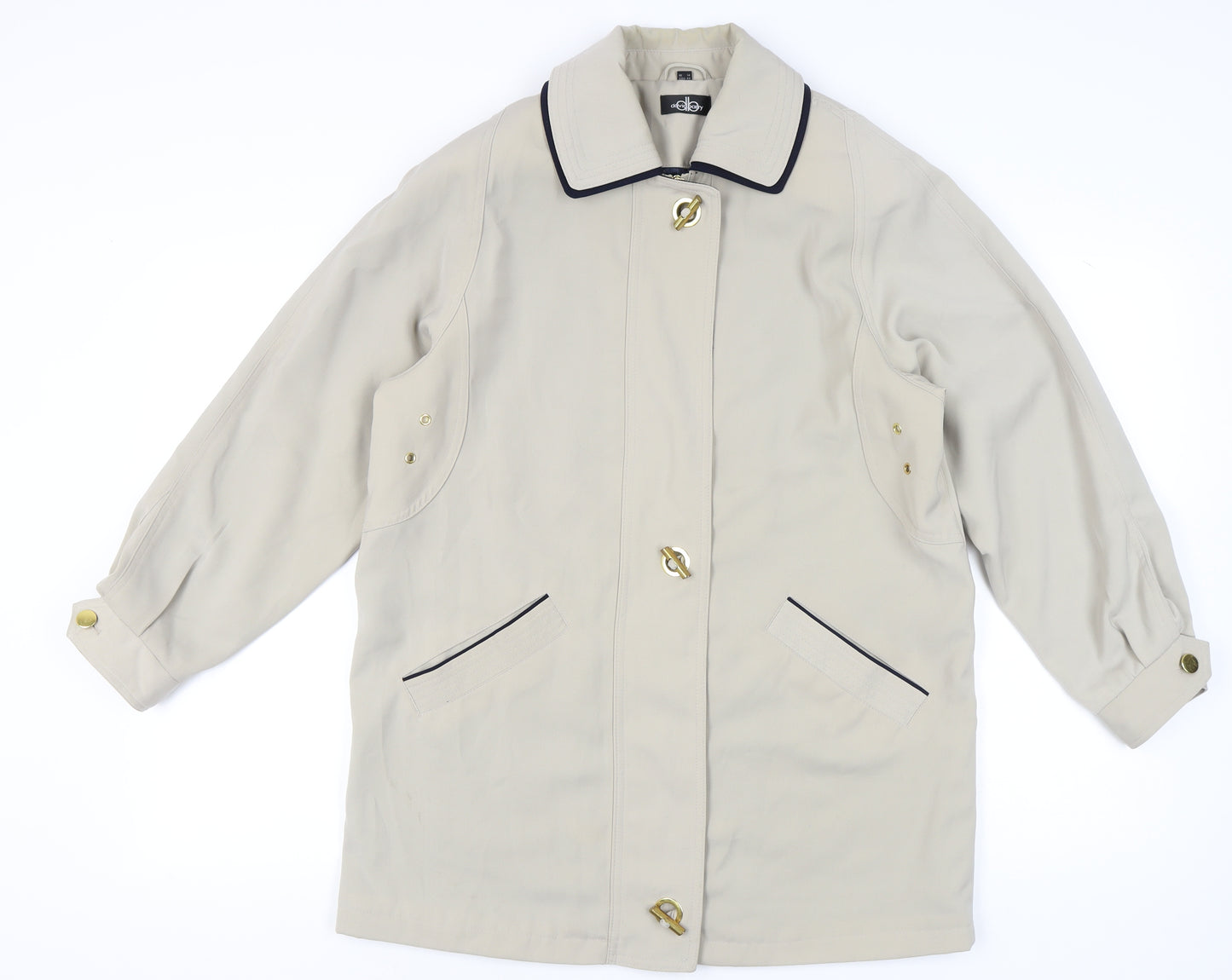 David Barry Womens Beige Mid-Length Overcoat UK14 Polyester