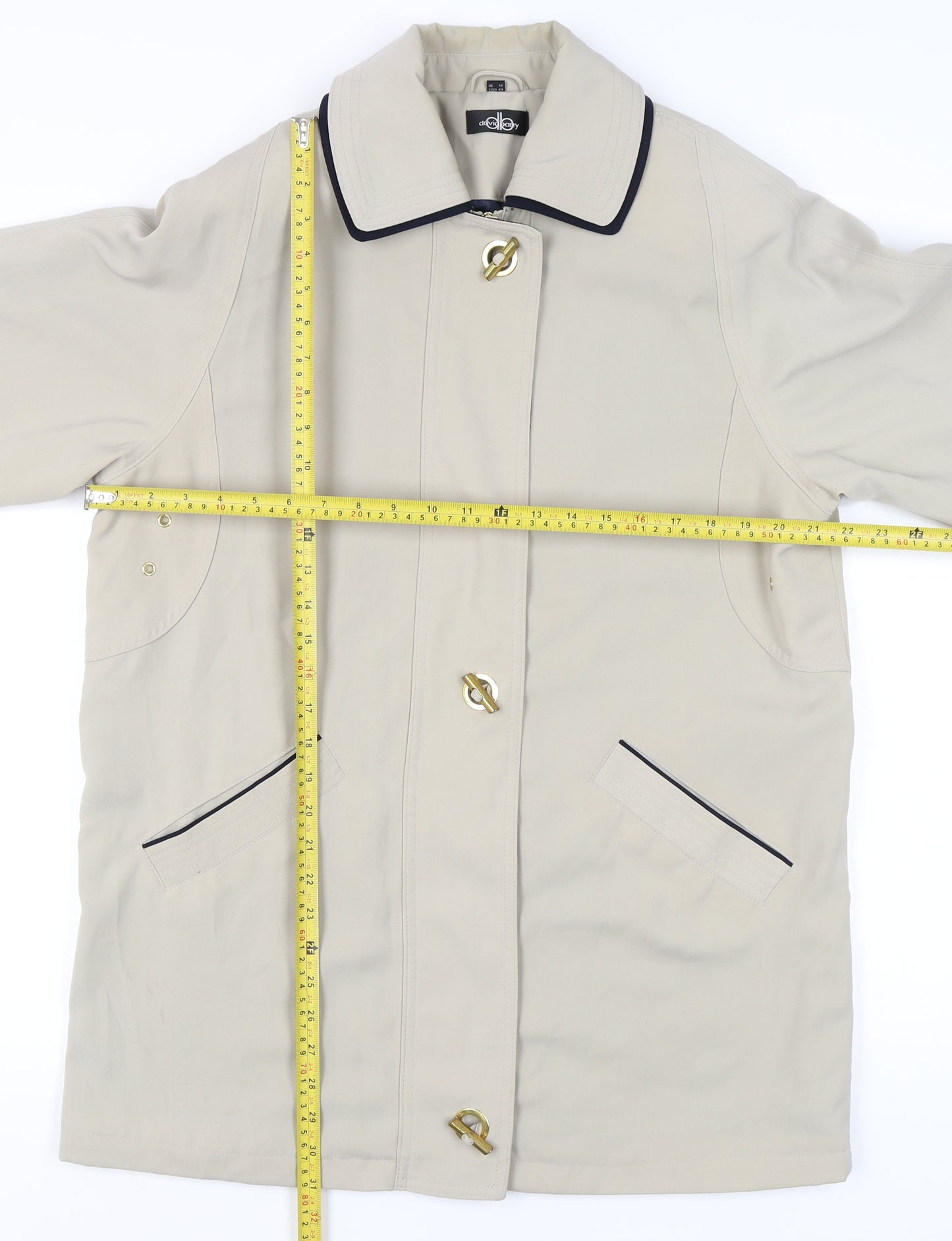 David Barry Womens Beige Mid-Length Overcoat UK14 Polyester
