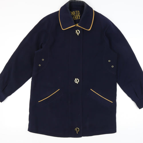 David Barry Womens Blue Size 12 Mid-Length Polyester Overcoat