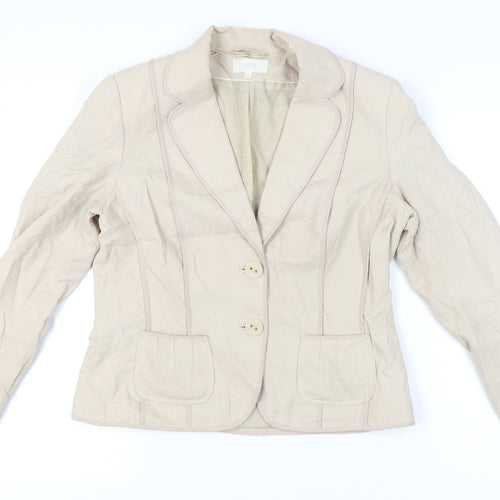Marks and Spencer Women’s Beige Linen Blend Blazer UK 14 Regular Fit