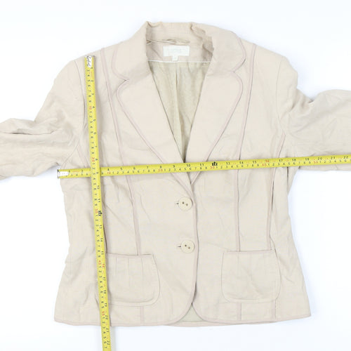 Marks and Spencer Women’s Beige Linen Blend Blazer UK 14 Regular Fit