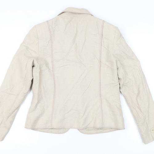 Marks and Spencer Women’s Beige Linen Blend Blazer UK 14 Regular Fit