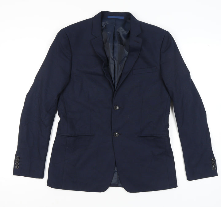 Topman Men's Blue Slim Fit Blazer Jacket 40R Notch Lapel
