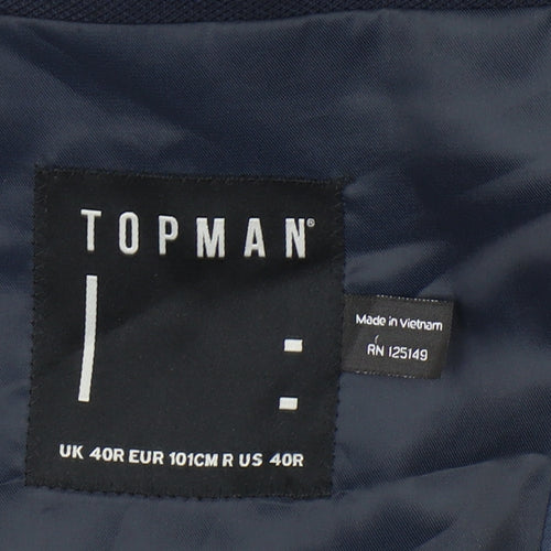 Topman Men's Blue Slim Fit Blazer Jacket 40R Notch Lapel