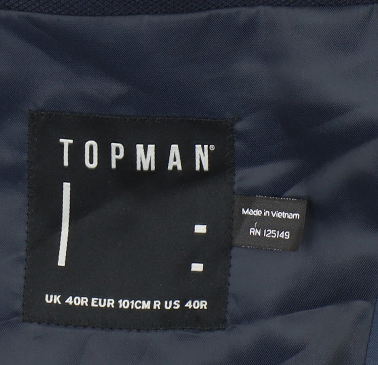 Topman Men's Blue Slim Fit Blazer Jacket 40R Notch Lapel