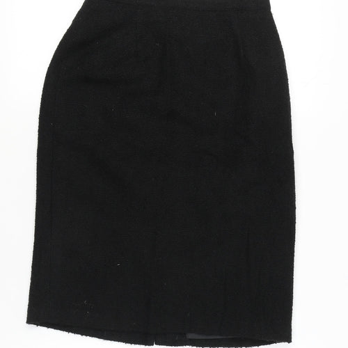 BHS Women’s Black Wool Blend Pencil Skirt Size 12 Knee Length