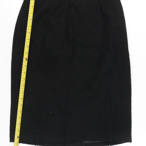 BHS Women’s Black Wool Blend Pencil Skirt Size 12 Knee Length