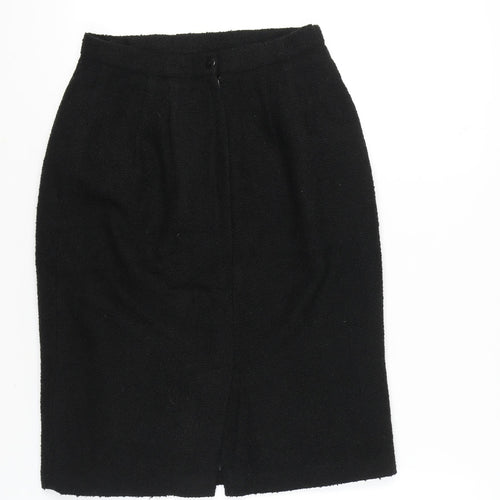 BHS Women’s Black Wool Blend Pencil Skirt Size 12 Knee Length