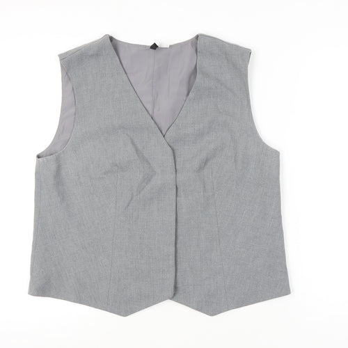 H&M Women Grey Suit Waistcoat L Regular Fit Sleeveless Formal