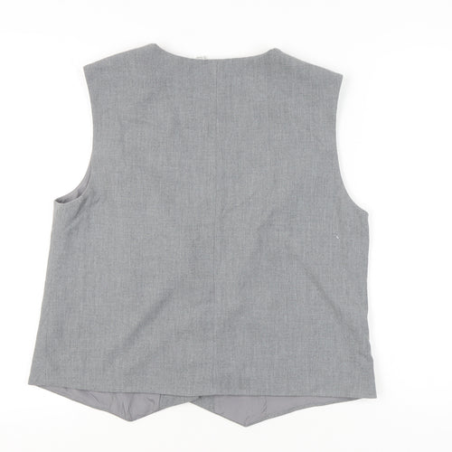 H&M Women Grey Suit Waistcoat L Regular Fit Sleeveless Formal