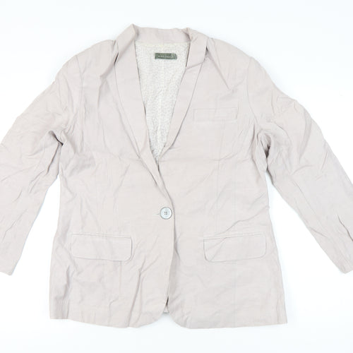 Mint Velvet Womens Beige Linen Blend Blazer Size 16 Single Breasted
