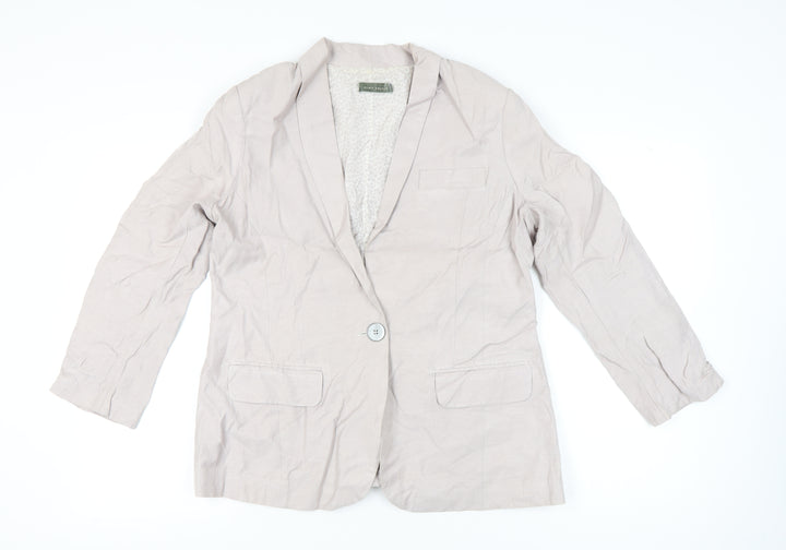 Mint Velvet Womens Beige Linen Blend Blazer Size 16 Single Breasted