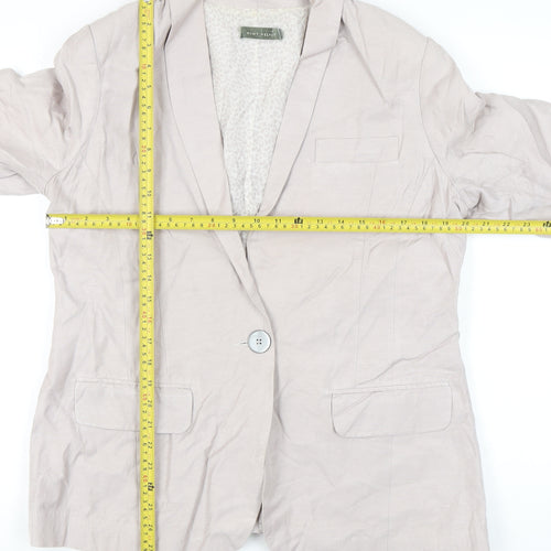 Mint Velvet Womens Beige Linen Blend Blazer Size 16 Single Breasted