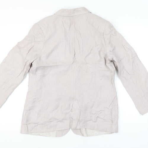 Mint Velvet Womens Beige Linen Blend Blazer Size 16 Single Breasted